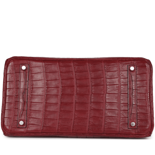 VINTAGE HERMÈS TRAVEL BIRKIN 35 ROUGE H NILOTICUS CROCODILE BRUSHED PALLADIUM HARDWARE - Image 5