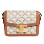 CELINE TEEN TRIOMPHE BAG IN TRIOMPHE CANVAS AND CALFSKIN WHITE