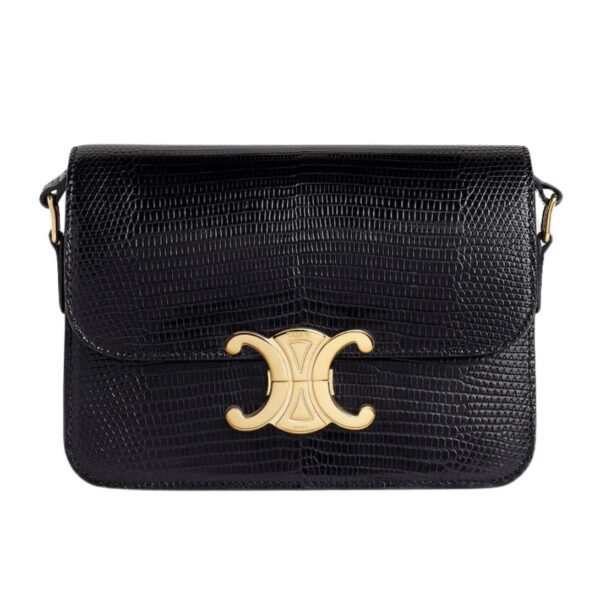 CELINE TEEN TRIOMPHE BAG IN LIZARD BLACK - Image 2