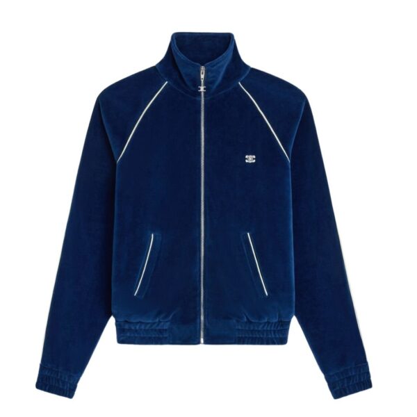 CELINE TRIOMPHE TRACKSUIT JACKET IN VELVET JERSEY BORDEAUX-ECRU - Image 2