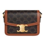 CELINE TEEN TRIOMPHE BAG IN CANVAS AND CALFSKIN TAN