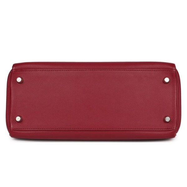 PRE-OWNED HERMÈS KELLY RETOURNE 28 ROUGE GRENAT EVERCOLOR PALLADIUM HARDWARE - Image 5