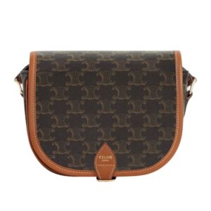 CELINE MEDIUM FOLCO BAG IN TRIOMPHE CANVAS AND CALFSKIN WHITE