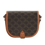 CELINE MEDIUM FOLCO BAG IN TRIOMPHE CANVAS AND CALFSKIN TAN