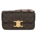 CELINE SHOULDER BAG CLAUDE IN TRIOMPHE CANVAS AND CALFSKIN TAN