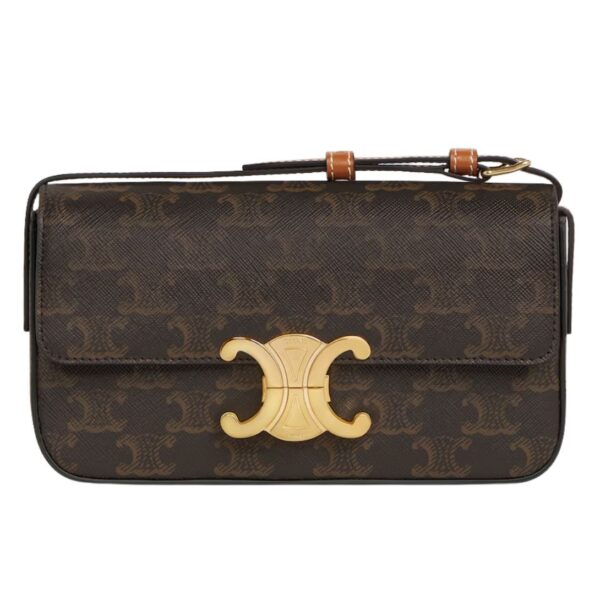 CELINE SHOULDER BAG CLAUDE IN TRIOMPHE CANVAS AND CALFSKIN WHITE - Image 2