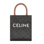 CELINE MINI VERTICAL CABAS IN TRIOMPHE CANVAS WITH CELINE PRINT TAN