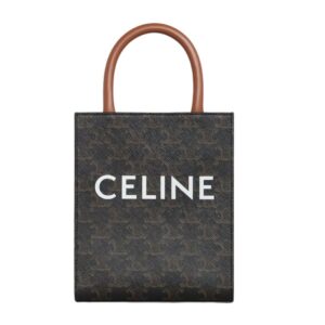 CELINE MINI VERTICAL CABAS IN TRIOMPHE CANVAS WITH CELINE PRINT WHITE
