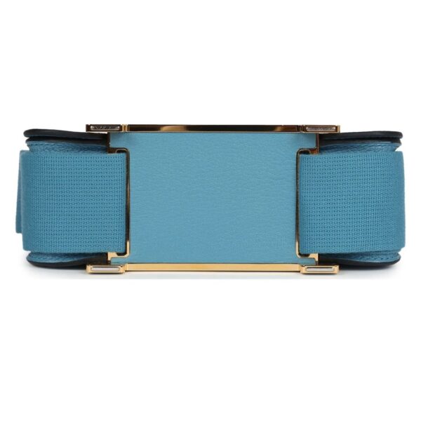 HERMÈS GETA BLUE JEAN CHEVRE MYSORE GOLD HARDWARE - Image 5