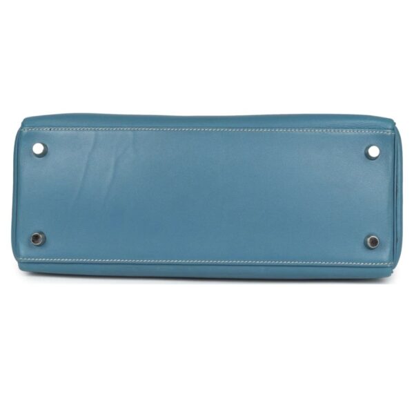 VINTAGE HERMÈS KELLY RETOURNE 28 BLUE JEAN GULLIVER PALLADIUM HARDWARE - Image 5