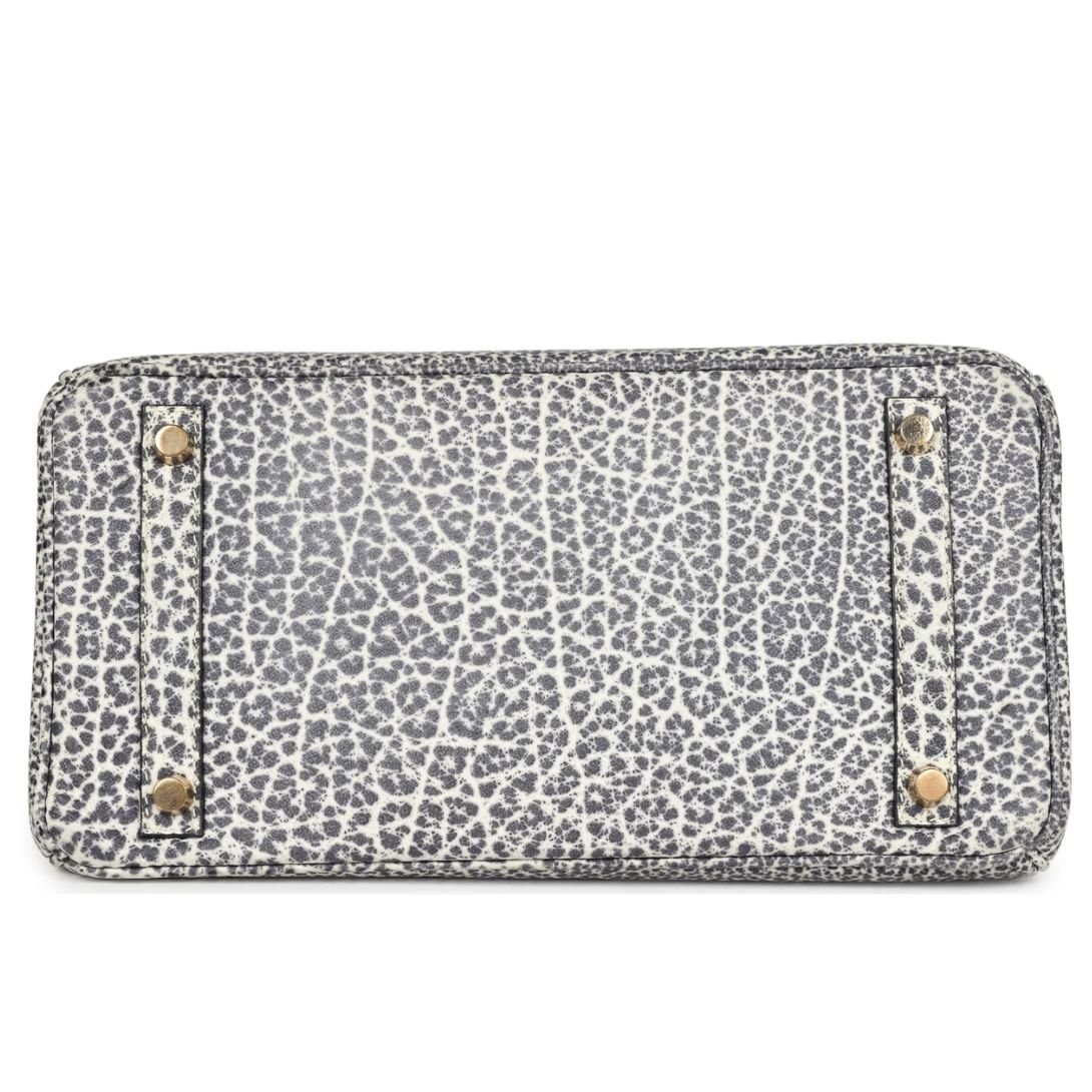 VINTAGE HERMÈS BIRKIN 30 WHITE DALMATIAN BUFFALO GOLD HARDWARE - Image 5
