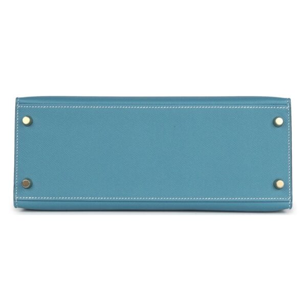 HERMÈS KELLY SELLIER 28 BLUE JEAN EPSOM GOLD HARDWARE - Image 5