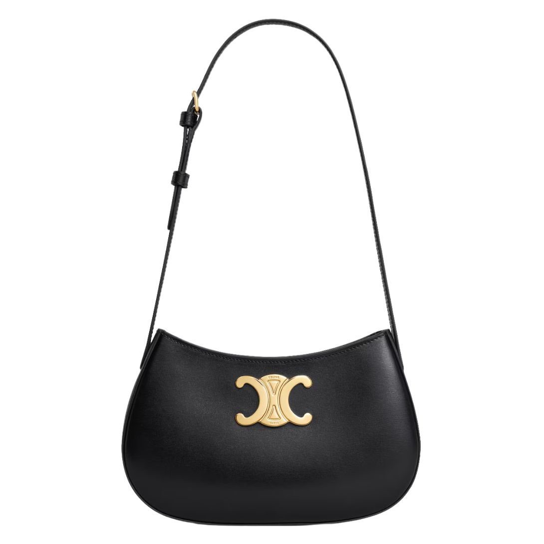 CELINE MEDIUM TILLY BAG IN SHINY CALFSKIN BLACK