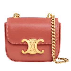 CELINE MINI CHAIN CLAUDE IN SHINY CALFSKIN RED CANYON