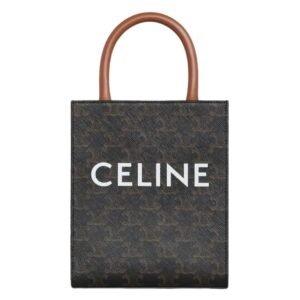 CELINE MINI VERTICAL CABAS IN TRIOMPHE CANVAS WITH PRINT WHITE