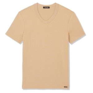 TOM FORD COTTON V NECK T SHIRT NUDE
