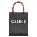 CELINE MINI VERTICAL CABAS IN TRIOMPHE CANVAS WITH PRINT TAN