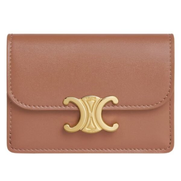 CELINE CARD HOLDER WITH FLAP TRIOMPHE IN SHINY CALFSKIN ICE BLUE - Image 3