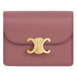 CELINE BUSINESS CARD HOLDER TRIOMPHE IN SHINY CALFSKIN VINTAGE ROSE