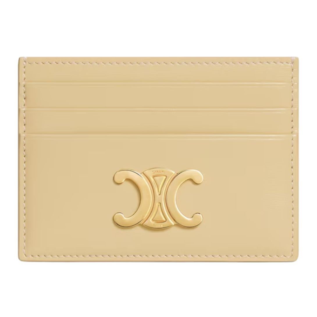 CELINE CARD HOLDER TRIOMPHE IN SHINY CALFSKIN SPRING YELLOW