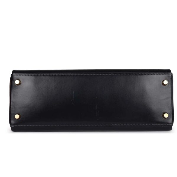 VINTAGE HERMÈS KELLY RETOURNE 32 NAVY BOX GOLD HARDWARE - Image 5