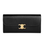CELINE LARGE WALLET TRIOMPHE IN SHINY CALFSKIN BLACK