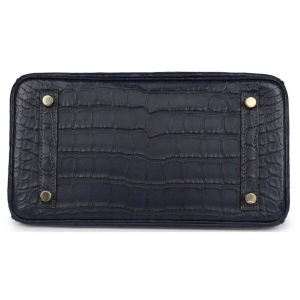 HERMÈS BIRKIN 25 BLEU INDIGO MATTE ALLIGATOR GOLD HARDWARE - Image 5