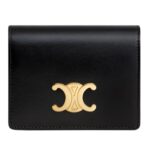 CELINE TRIOMPHE BUSINESS CARD HOLDER IN SHINY CALFSKIN BLACK