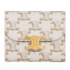 CELINE SMALL FLAP WALLET TRIOMPHE IN TRIOMPHE CANVAS WHITE-TAN