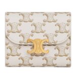 CELINE SMALL FLAP WALLET TRIOMPHE IN TRIOMPHE CANVAS WHITE-TAN