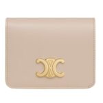 CELINE TRIOMPHE COMPACT WALLET IN SHINY CALFSKIN CAPPUCCINO