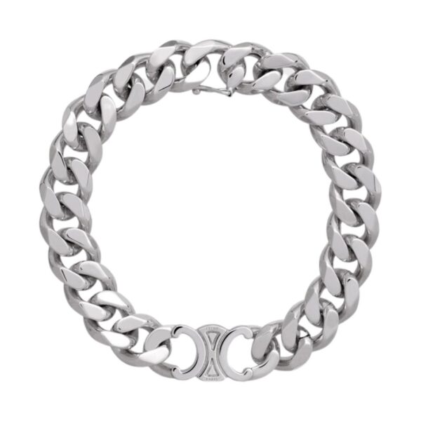 CELINE TRIOMPHE GOURMETTE BRACELET IN BRASS WITH RHODIUM FINISH