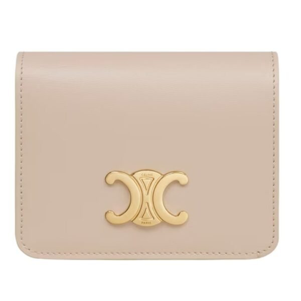 CELINE TRIOMPHE COMPACT WALLET IN SHINY CALFSKIN MOON - Image 3