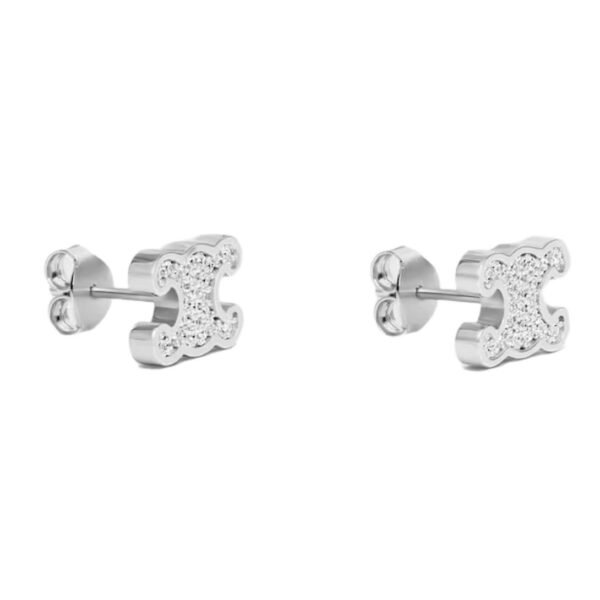 CELINE TRIOMPHE RHINESTONE STUDS IN STRASS AND BRASS WITH SILVER FINISH - Image 3