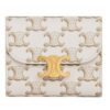 CELINE SMALL FLAP WALLET TRIOMPHE IN TRIOMPHE CANVAS WHITE-TAN