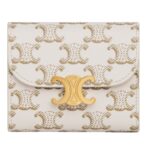 CELINE SMALL FLAP WALLET TRIOMPHE IN TRIOMPHE CANVAS WHITE-TAN