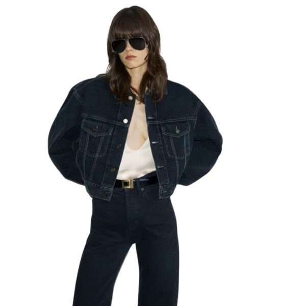 SAINT LAURENT 80S JACKET IN DARK BLUE BLACK DENIM - Image 2