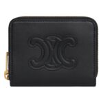 CELINE COMPACT ZIPPED WALLET CUIR TRIOMPHE IN SMOOTH CALFSKIN BLACK