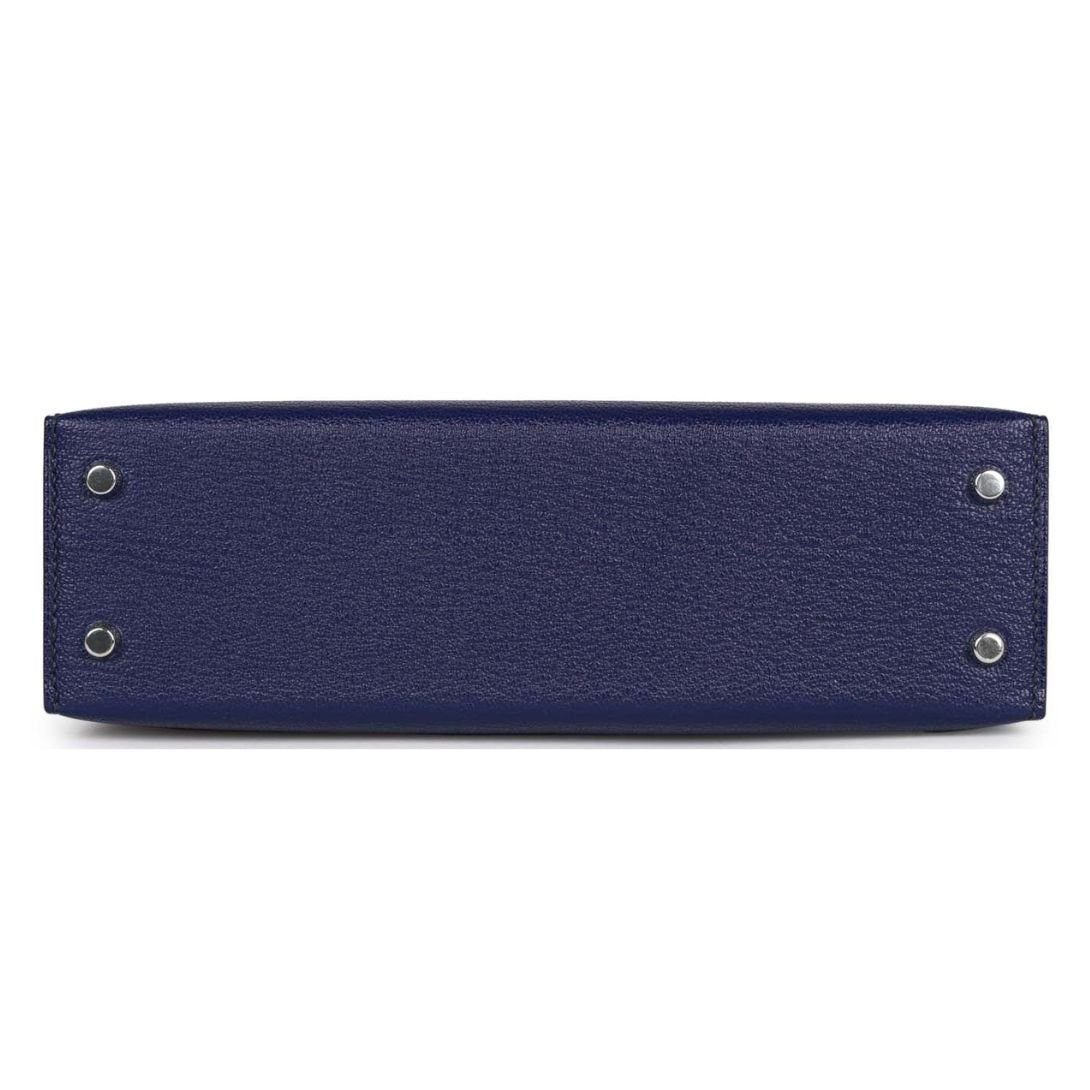 HERMÈS SPECIAL ORDER (HSS) KELLY SELLIER 20 BLEU ENCRE AND BLEU INDIGO CHEVRE MYSORE PALLADIUM HARDWARE - Image 5