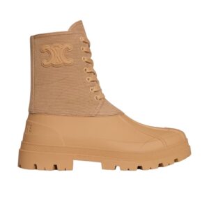 CELINE RILEY LACE UP BOOT IN CANVAS BLACK