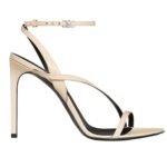 CELINE AVA TRIOMPHE STILETTO SANDAL IN PATENT CALFSKIN MILK