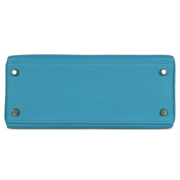 PRE-OWNED HERMÈS KELLY RETOURNE 28 TURQUOISE TOGO GOLD HARDWARE - Image 5