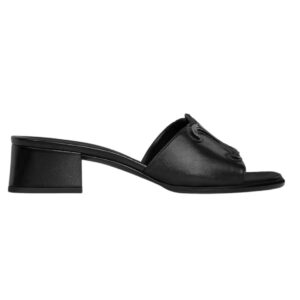 CELINE CLEMENCE MULE IN LAMBSKIN AND PATENT CALFSKIN BLACK