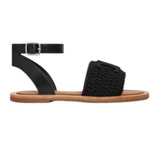 CELINE LYMPIA SANDAL IN TRIOMPHE MACCRAMÉ COTTON AND CALFSKIN ECRU-TAN