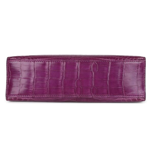 PRE-OWNED HERMÈS KELLY POCHETTE VIOLET SHINY NILOTICUS CROCODILE PALLADIUM HARDWARE - Image 5