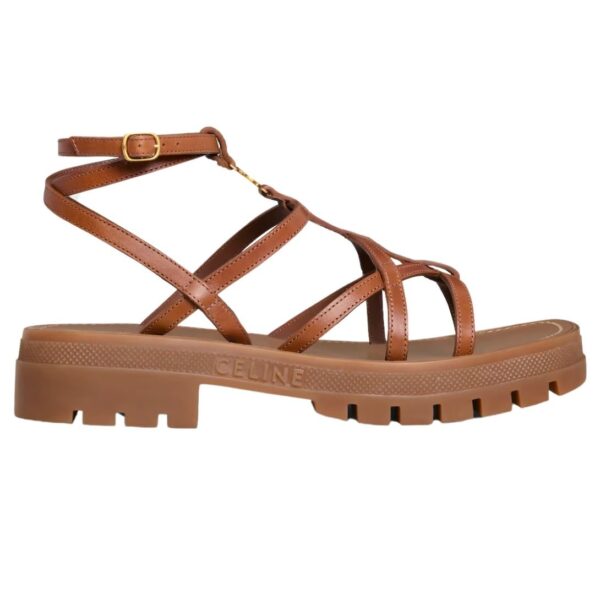 CELINE CLEA TRIOMPHE STRAPPY SANDAL IN CALFSKIN VEGETAL TANNING BLACK - Image 2