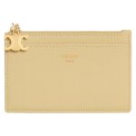 CELINE ZIPPED CARD HOLDER TRIOMPHE CHARMS IN SHINY CALFSKIN SPRING YELLOW