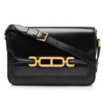 TOM FORD PALMELLATO-EFFECT LEATHER MEDIUM SHOULDER BAG BLACK