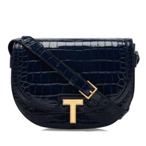 TOM FORD SHINY STAMPED CROCODILE LEATHER WALLIS CROSSBODY BAG LIGHT BEIGE