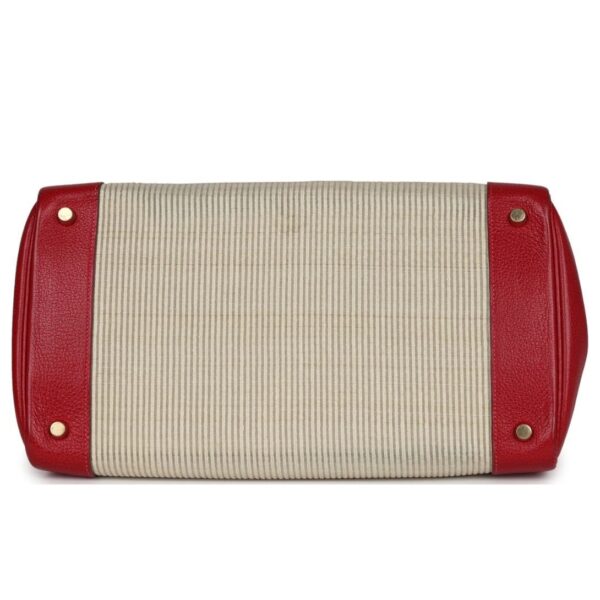 VINTAGE HERMÈS BIRKIN 35 ROUGE VIF BUFFALO AND CRINOLINE GOLD HARDWARE - Image 5
